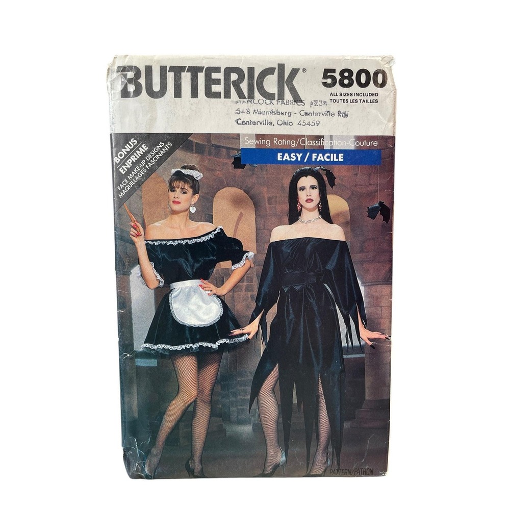 Butterick Costume Sewing Pattern Womens P-L 5800 Maid Witch Easy Uncut FF